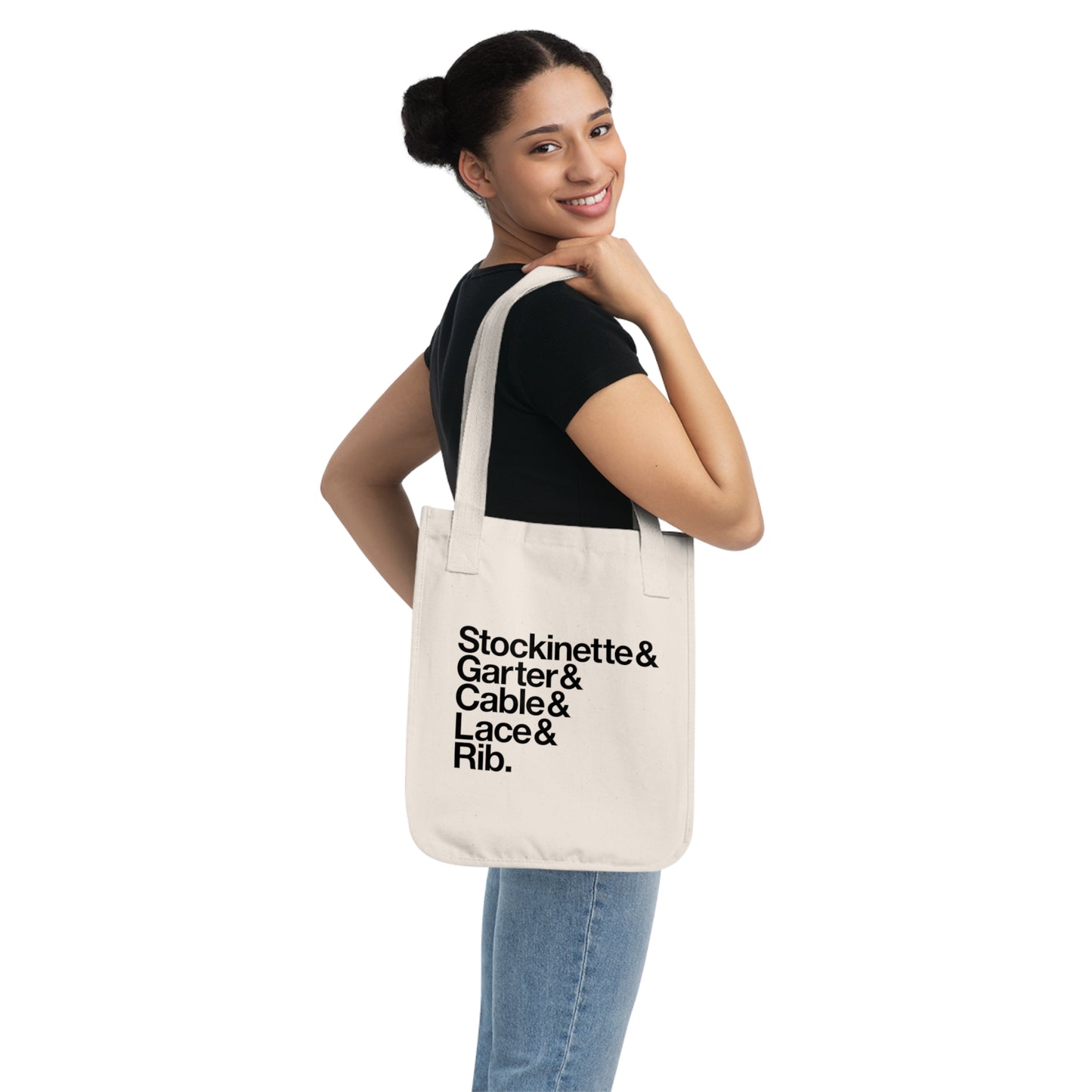 Knitting Stitches Organic Canvas Tote Bag