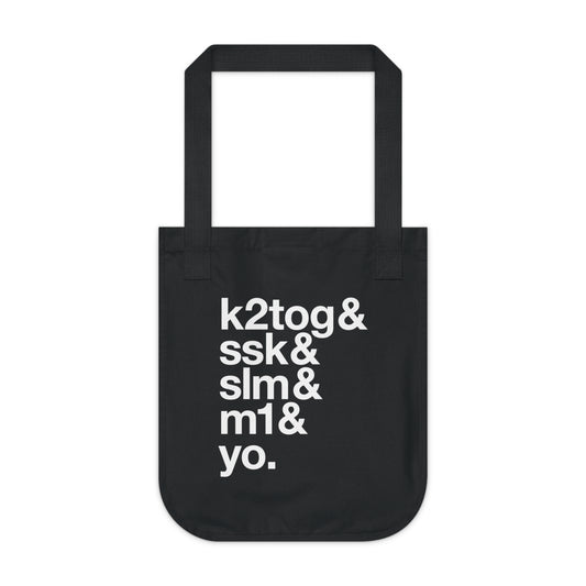 Knitting Abbreviations Organic Canvas Tote Bag