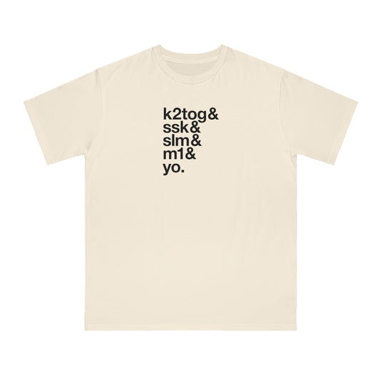 Knitting Abbreviations Organic Unisex T-Shirt